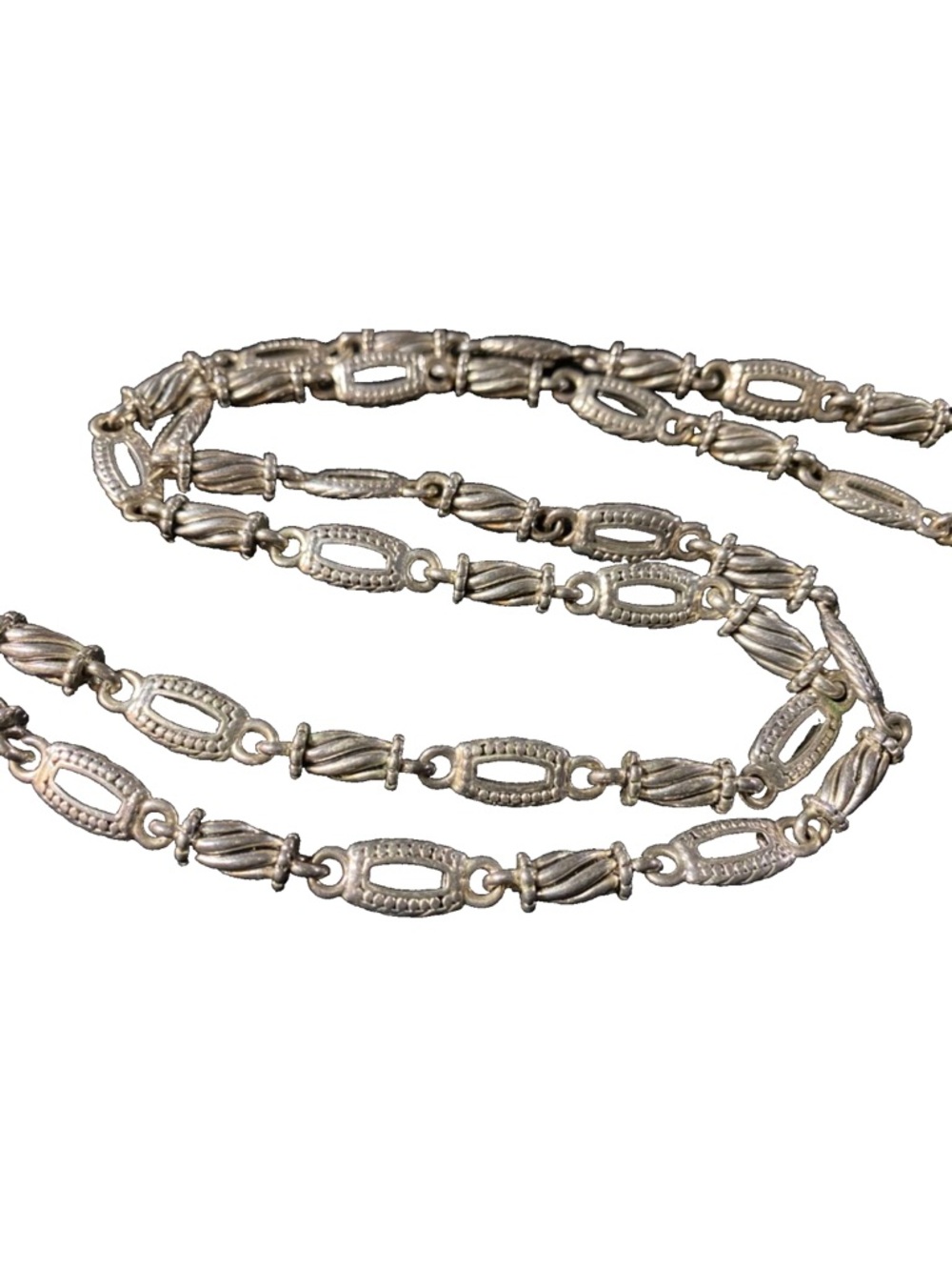 Vintage Premier Designs Silver Tone Detailed Open Link / Twisted Barrel Necklace - Picture 5 of 8